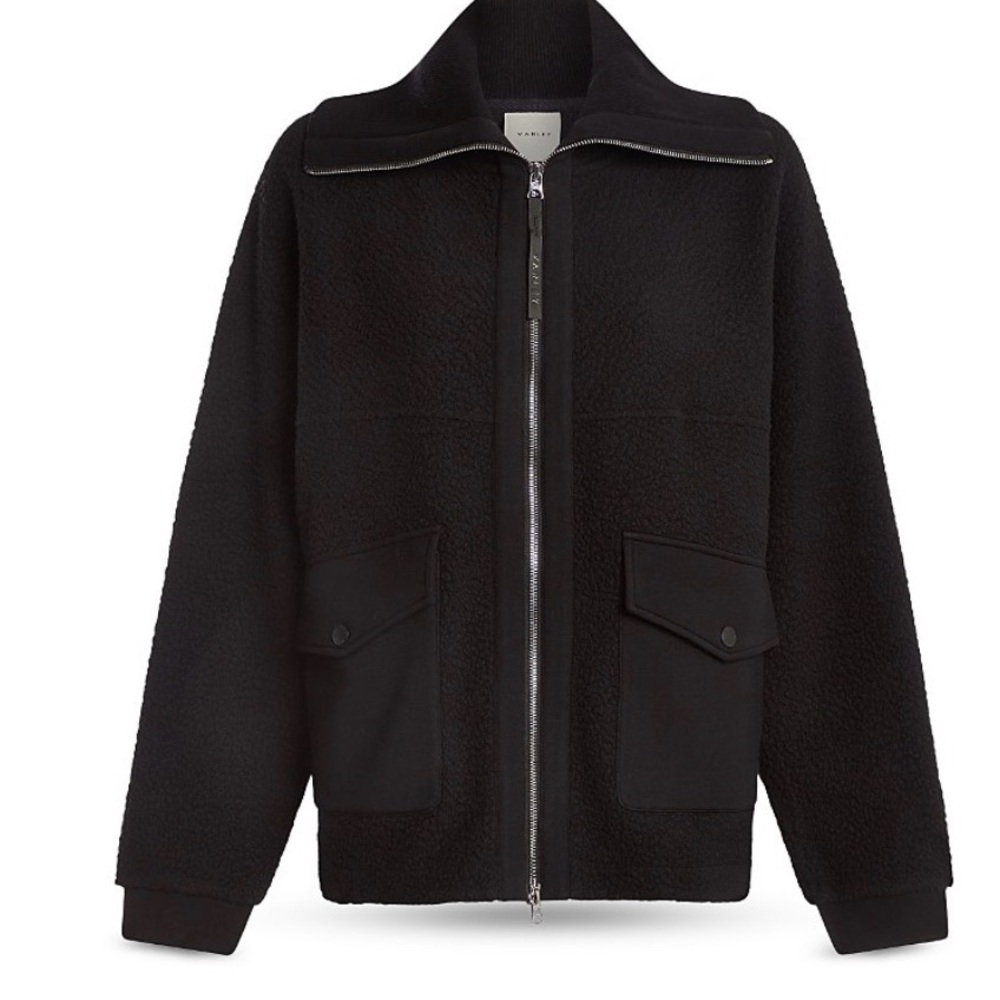 Varley Eleanor Patch Pocket Black Lightweight Jacket Fleece